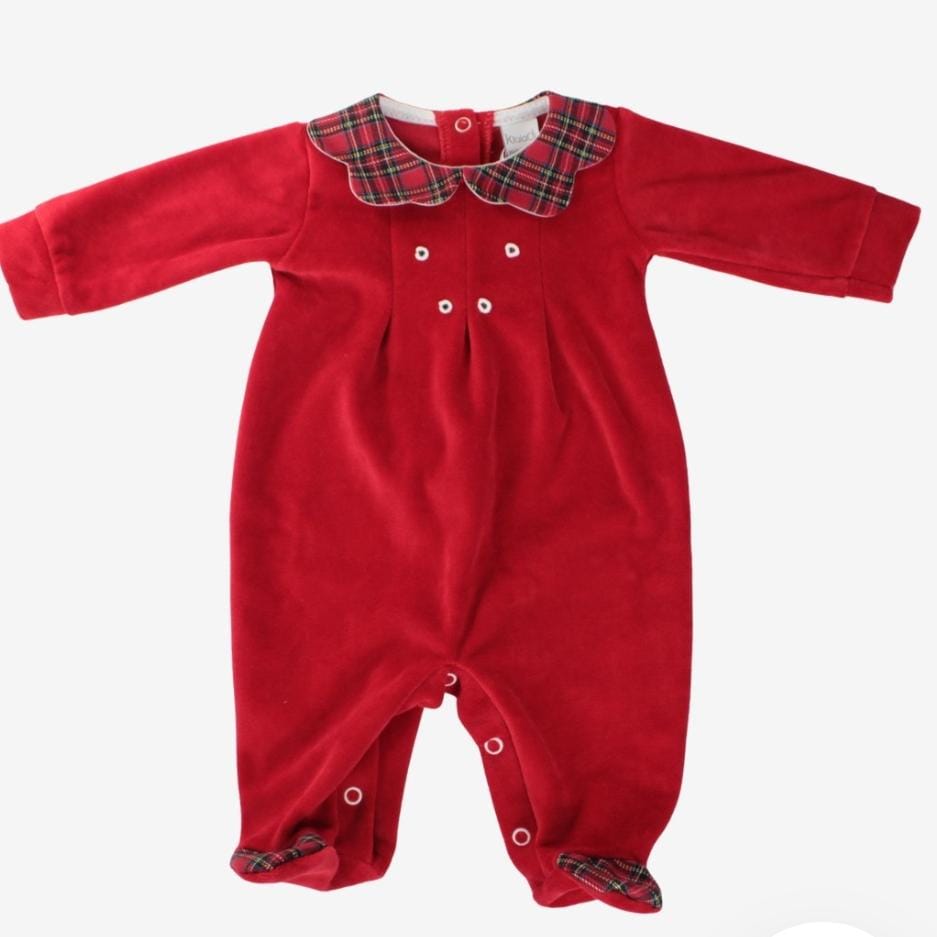 Tutina Ciniglia Natale Neonata con Colletto in Tartan Klaiadi'