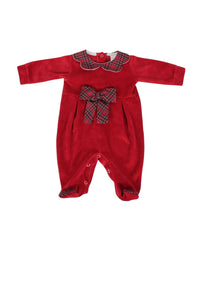 Tutina Ciniglia Natale Neonata con Fiocco in Tartan Klaiadi'