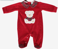 Tutina Ciniglia Natale Neonato con Colletto e Orsetto in Tartan Klaiadi'