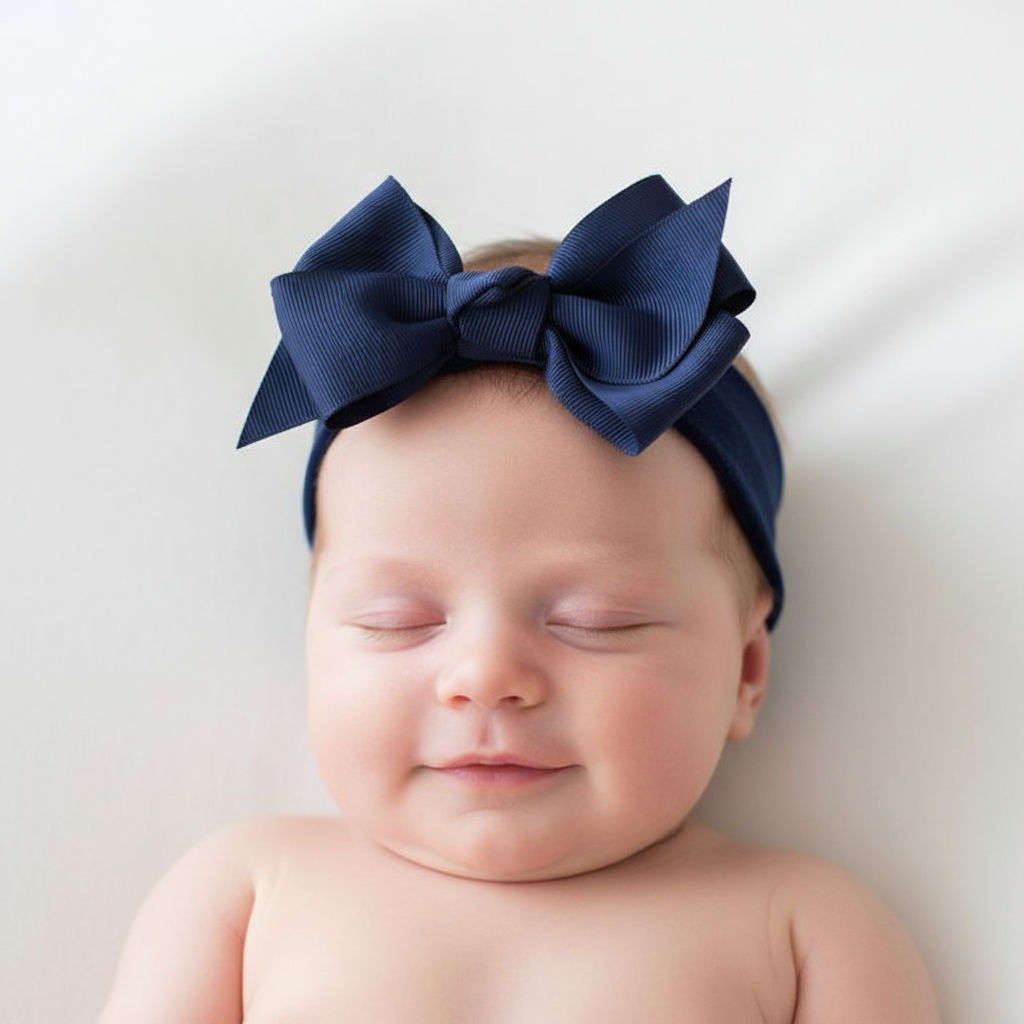 TURBANTE NEONATO CON FIOCCO IN GROSGRAIN 10 CM SIENA