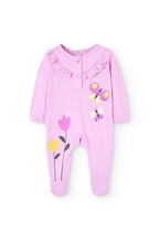 Tutina Jersey per Neonata di Colore Rosa con Stampa di Farfalle e Fiori Boboli