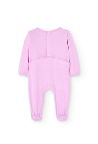 Tutina Jersey per Neonata di Colore Rosa con Stampa di Farfalle e Fiori Boboli