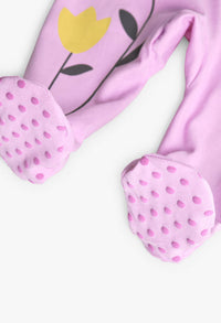 Tutina Jersey per Neonata di Colore Rosa con Stampa di Farfalle e Fiori Boboli