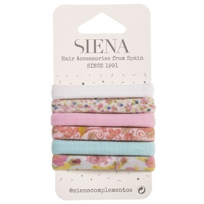 Confezione 6 Elastici Poliamide Colori e Stampe Assortite Siena