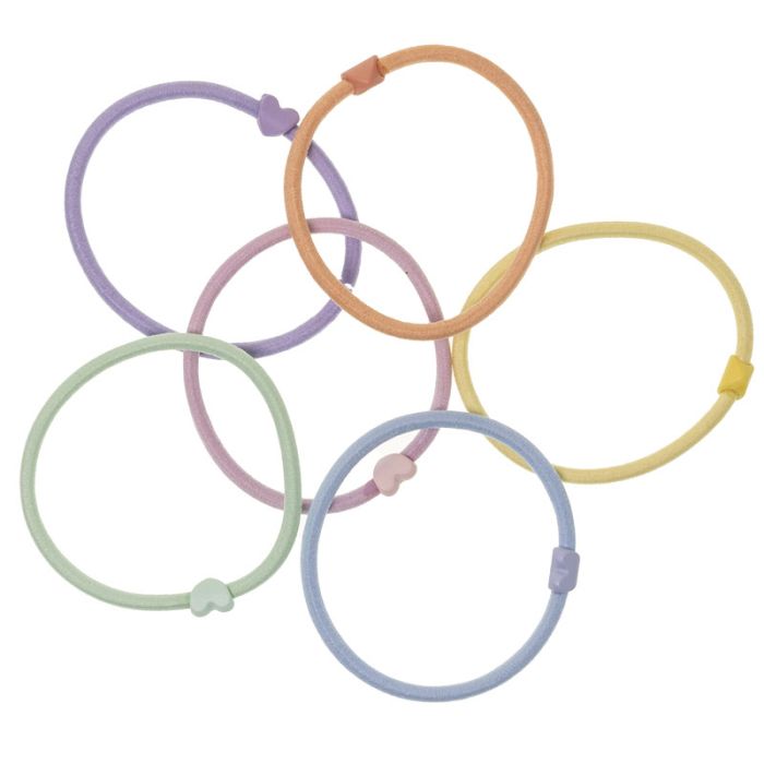 Tris di Elastici Semplici con Piccolo Cuore Colori Assortiti Siena