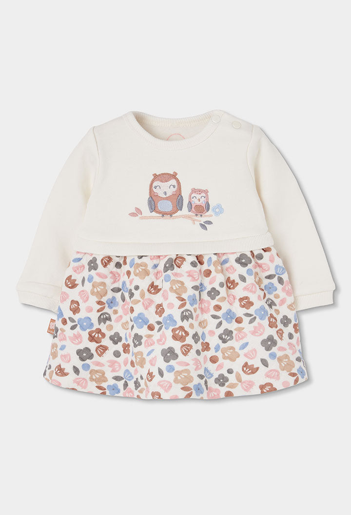 Vestito Jersey Fiori Neonata Off White Boboli