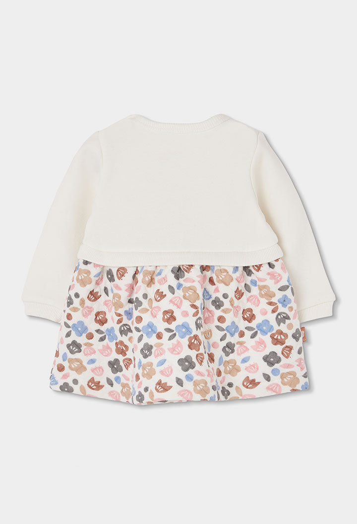 Vestito Jersey Fiori Neonata Off White Boboli