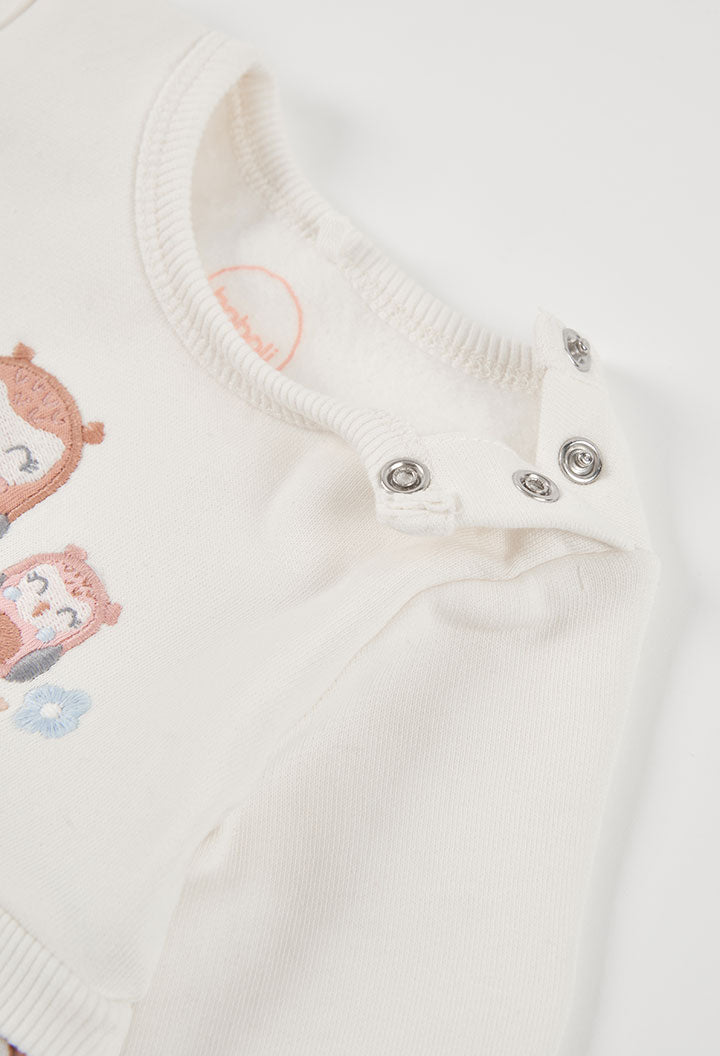 Vestito Jersey Fiori Neonata Off White Boboli