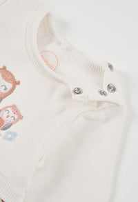 Vestito Jersey Fiori Neonata Off White Boboli