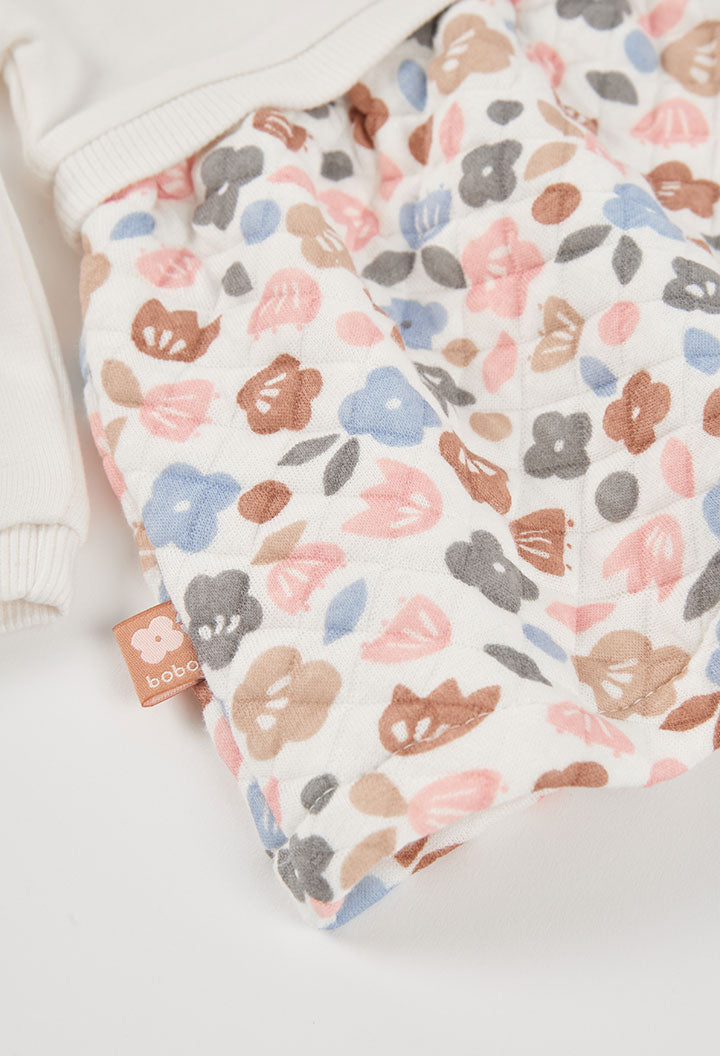 Vestito Jersey Fiori Neonata Off White Boboli