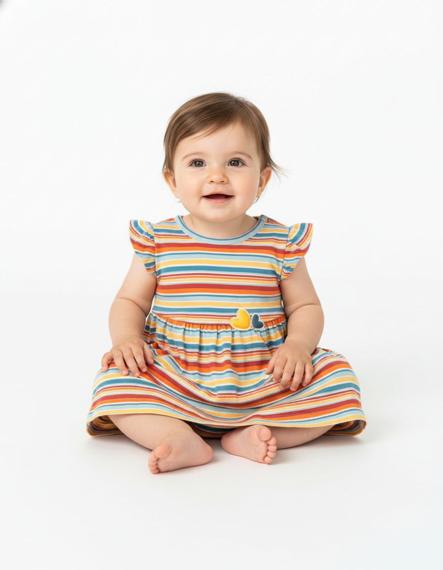 Vestito jersey a righe per bimba -BCI