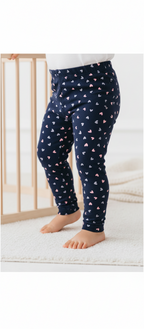 LEGGINGS BLU FELPATI CON CUORI ROSA COMODI E CALDI