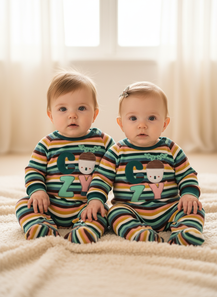 Tutina ciniglia a righe per neonati