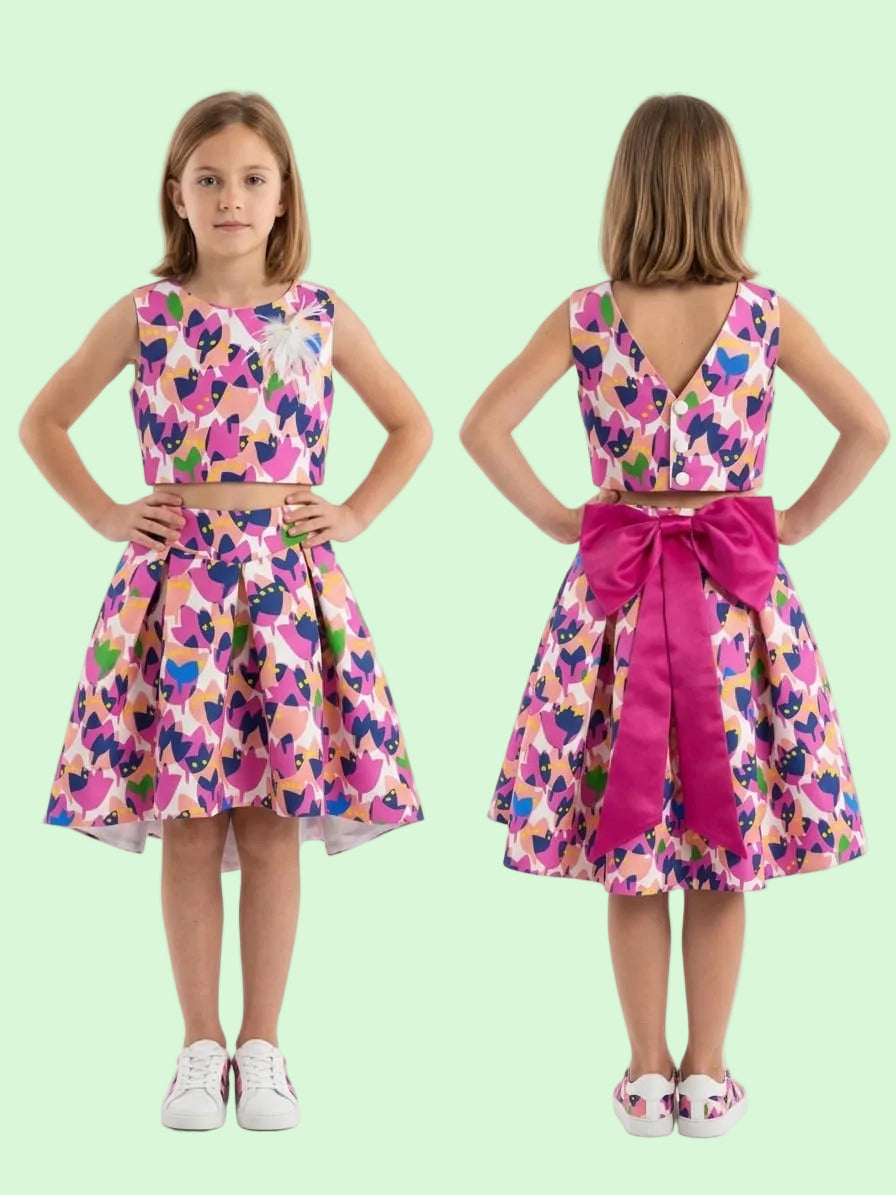 ABITO CERIMONIA 2 PEZZI CON FIOCCO SUL RETRO