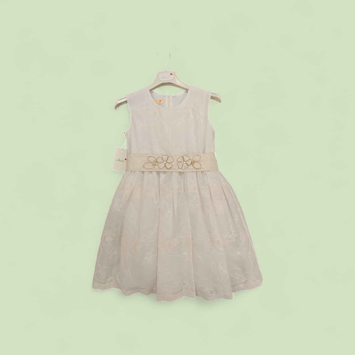 ABITO CERIMONIA CON DECORAZIONI IN RILIEVO E CINTURA