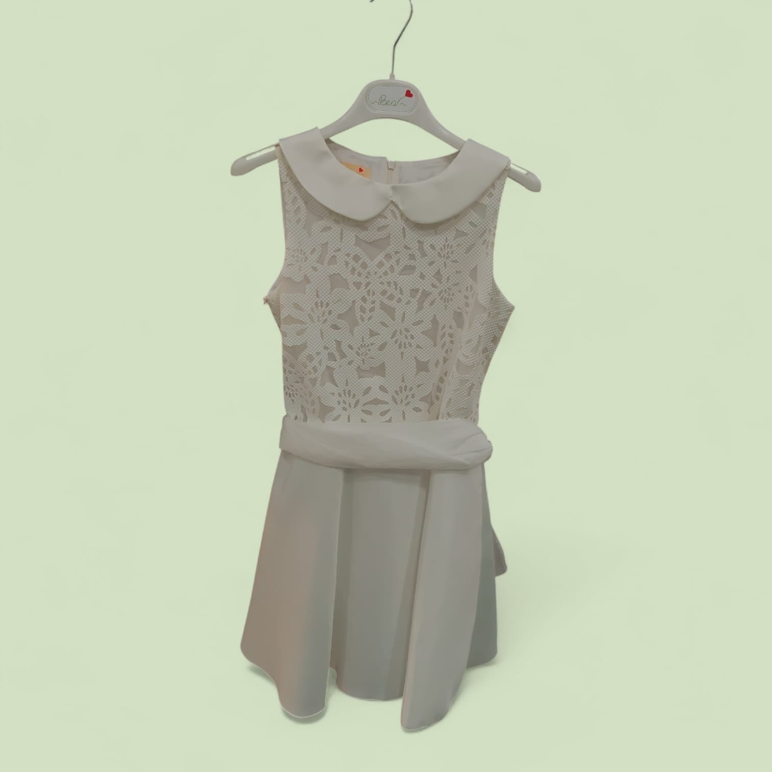 ABITO CERIMONIA SMANICATO CON RICAMI IN RILIEVO