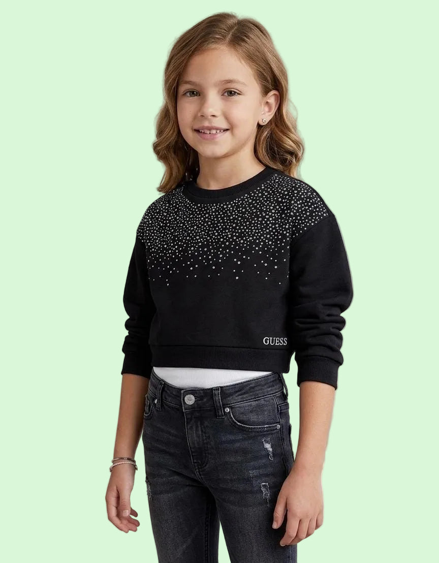 FELPA CROPPED CON STRASS GUESS