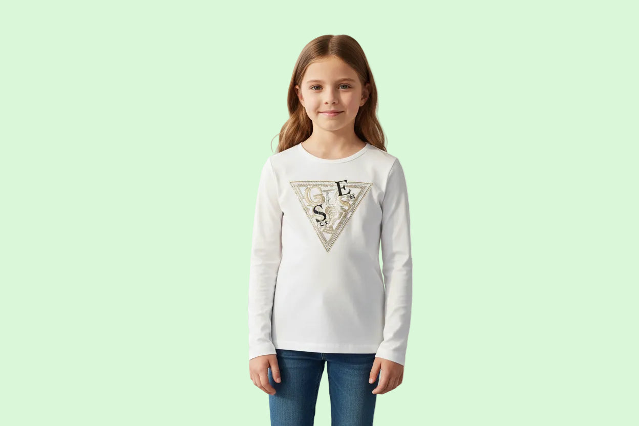 T-SHIRT CON PAILLETTES SUL LOGO  GUESS