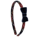 Cerchietto Rivestito in Tartan con Fiocco in Velluto Siena Natale
