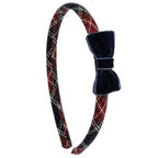 Cerchietto Rivestito in Tartan con Fiocco in Velluto Siena Natale