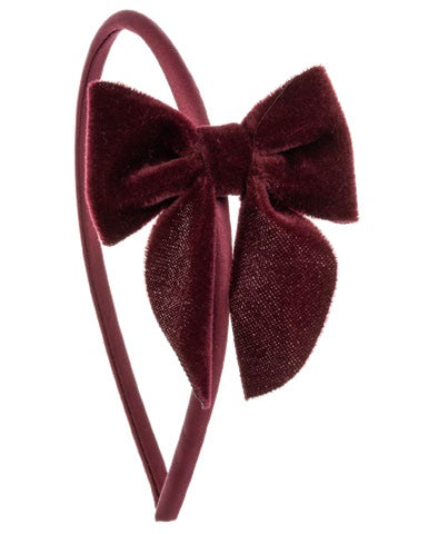 CERCHIETTO PER NEONATI CON FIOCCO IN VELLUTO SIENA