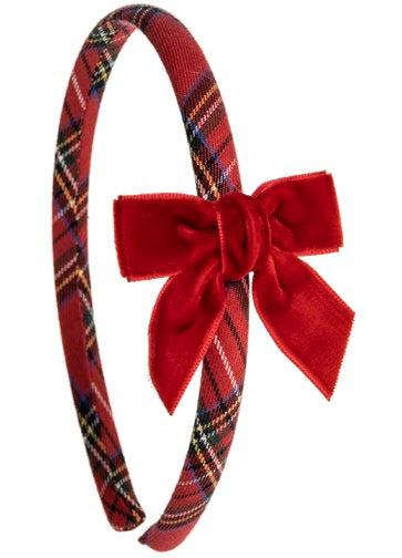 CERCHIETTO SCOZZESE CON FIOCCO VELLUTO SIENA