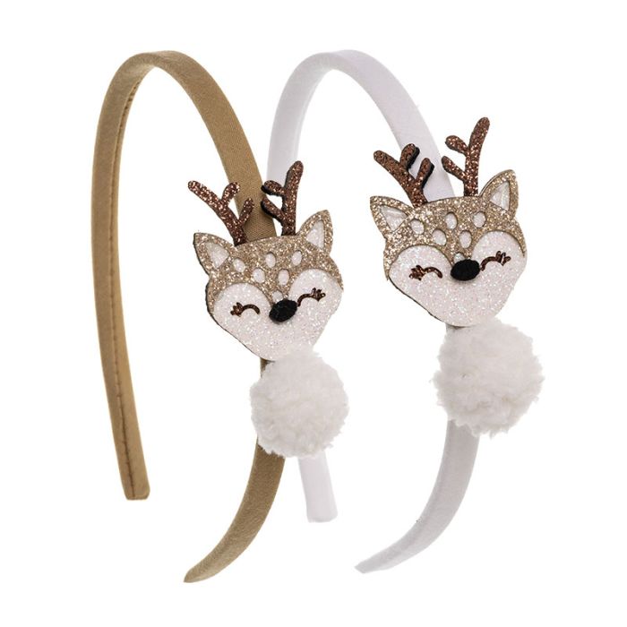 Cerchietto Glitter con Pompon a Forma di Renna Siena