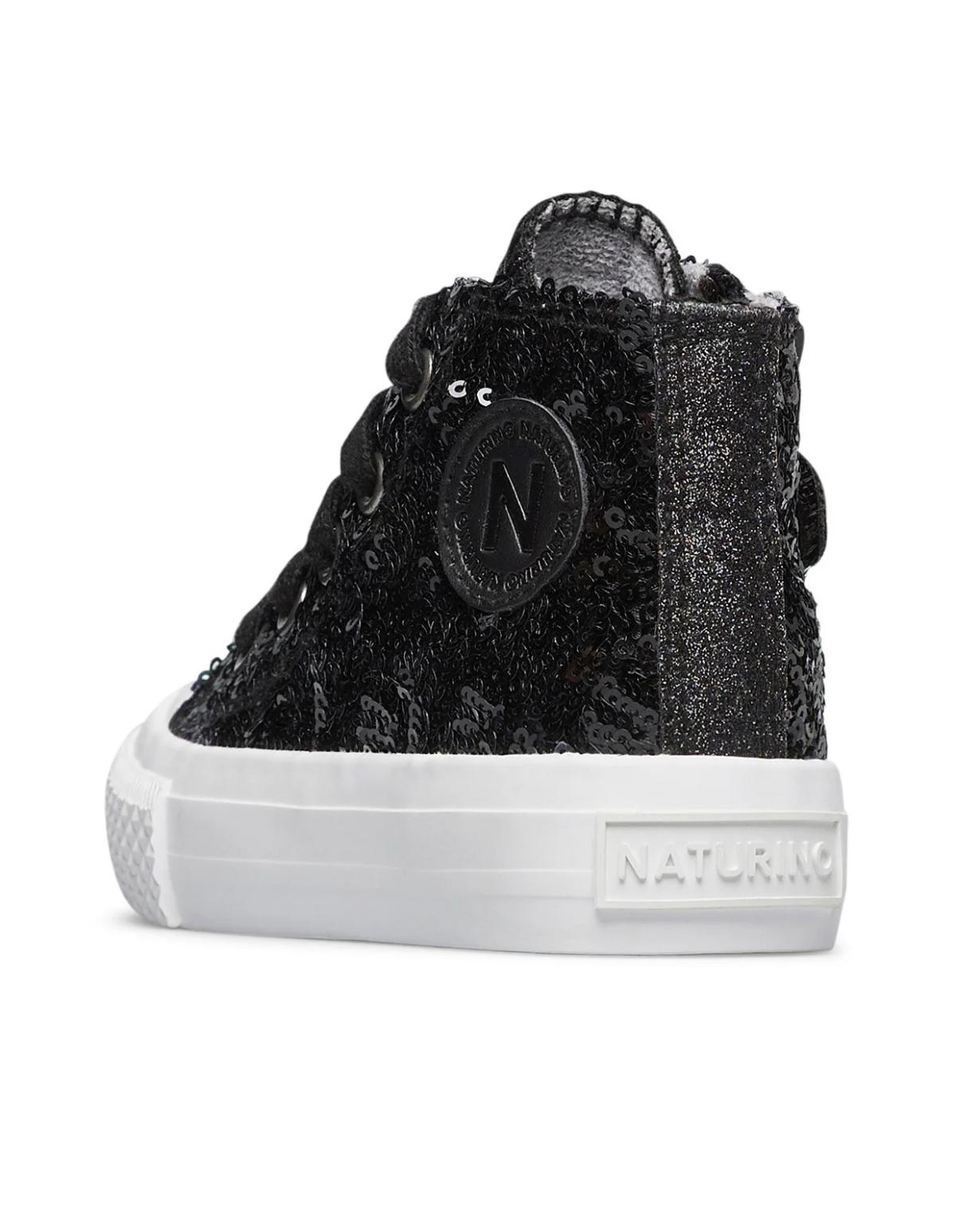 Sneakers Alte Bambina e Ragazza Ylfas Paillettes Nere Naturino