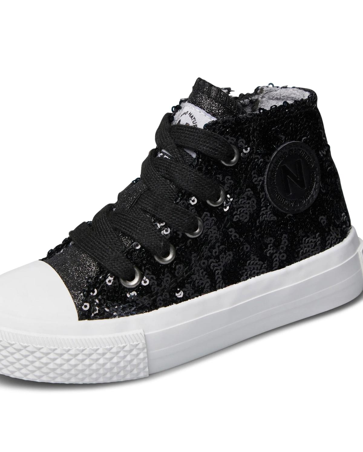 Sneakers Alte Bambina e Ragazza Ylfas Paillettes Nere Naturino