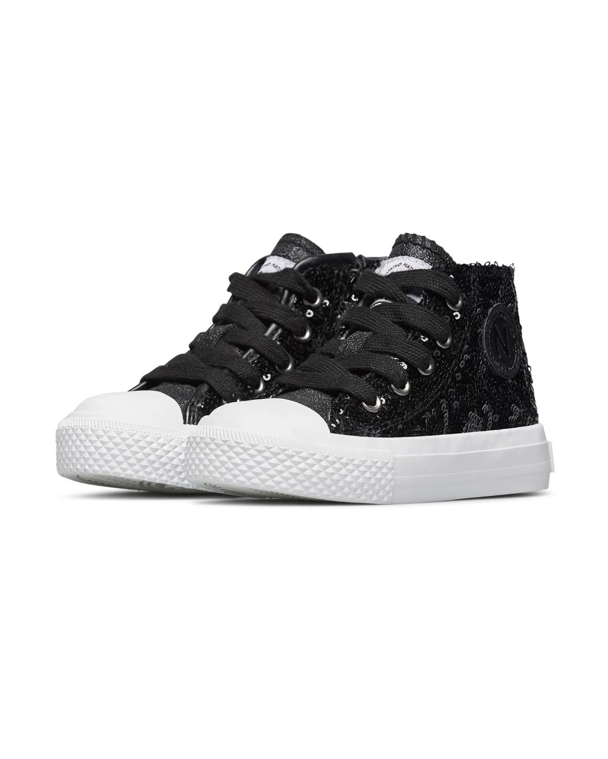 Sneakers Alte Bambina e Ragazza Ylfas Paillettes Nere Naturino