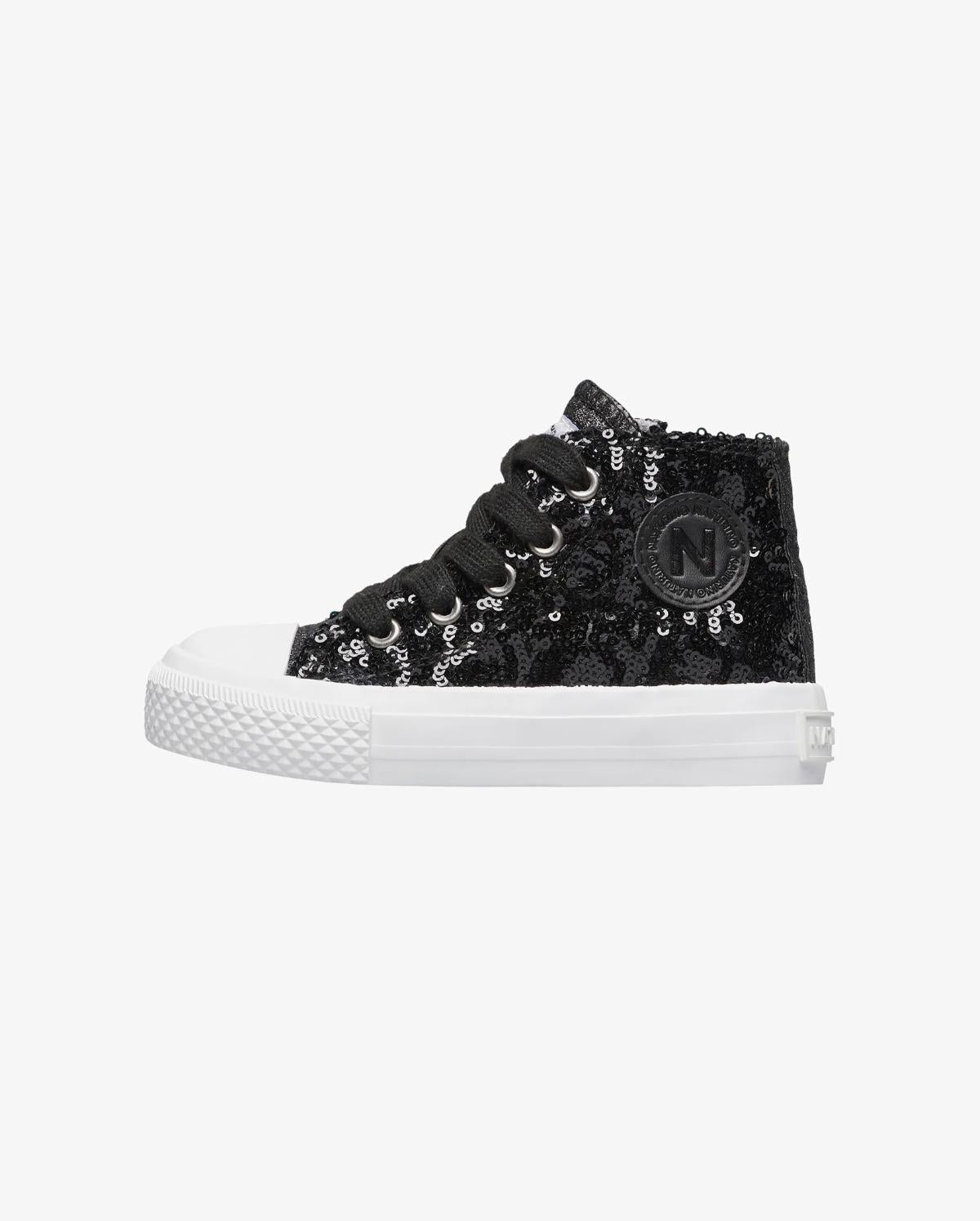 Sneakers Alte Bambina e Ragazza Ylfas Paillettes Nere Naturino