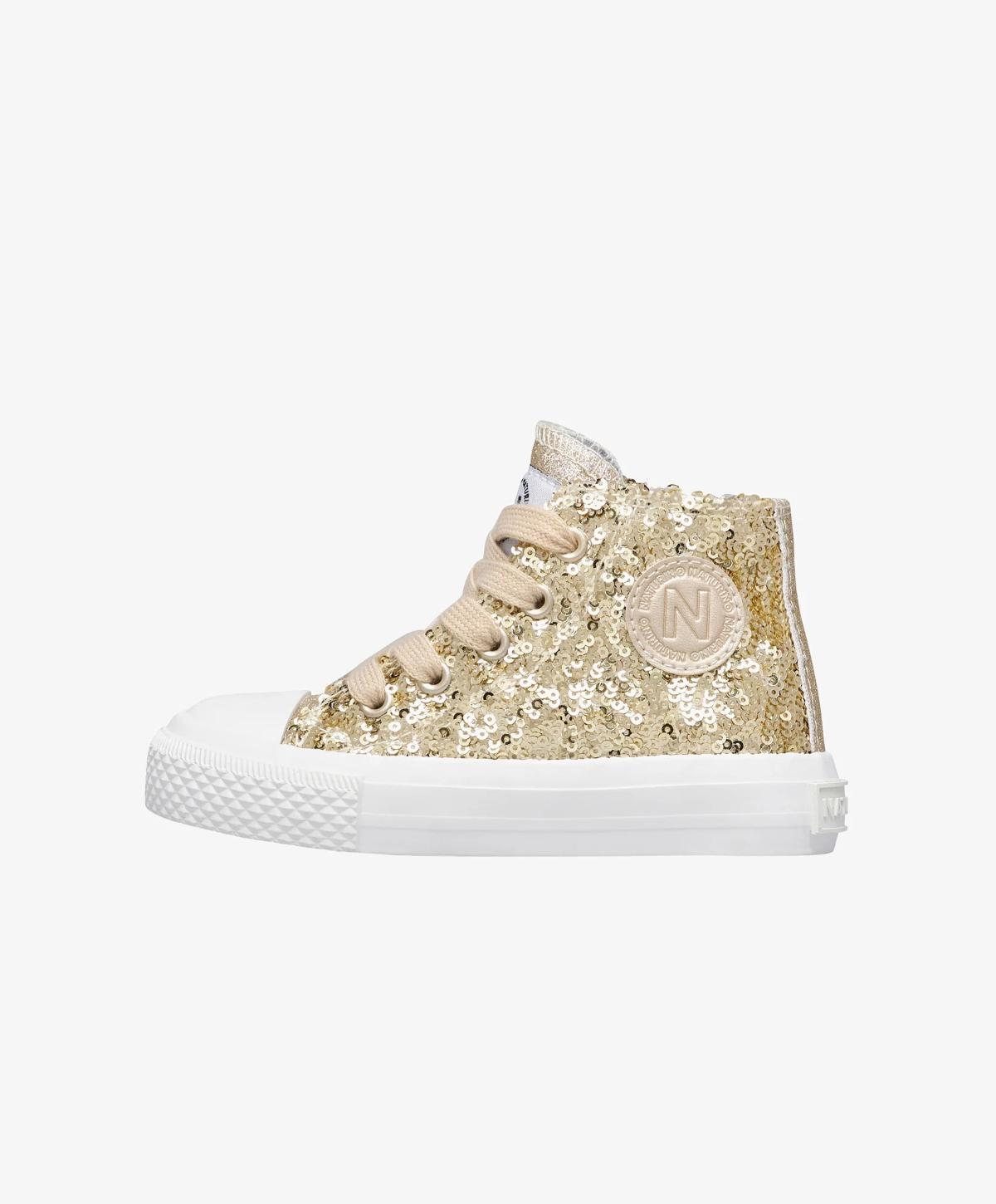 Sneakers Alte Bambina Ylfas Paillettes Platino Naturino