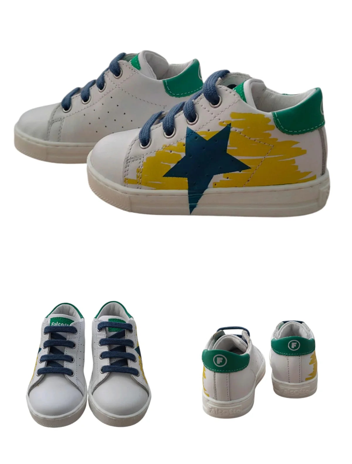 Scarpe Falcotto Salazar Painted Calf White-yellow-azure - Neonato