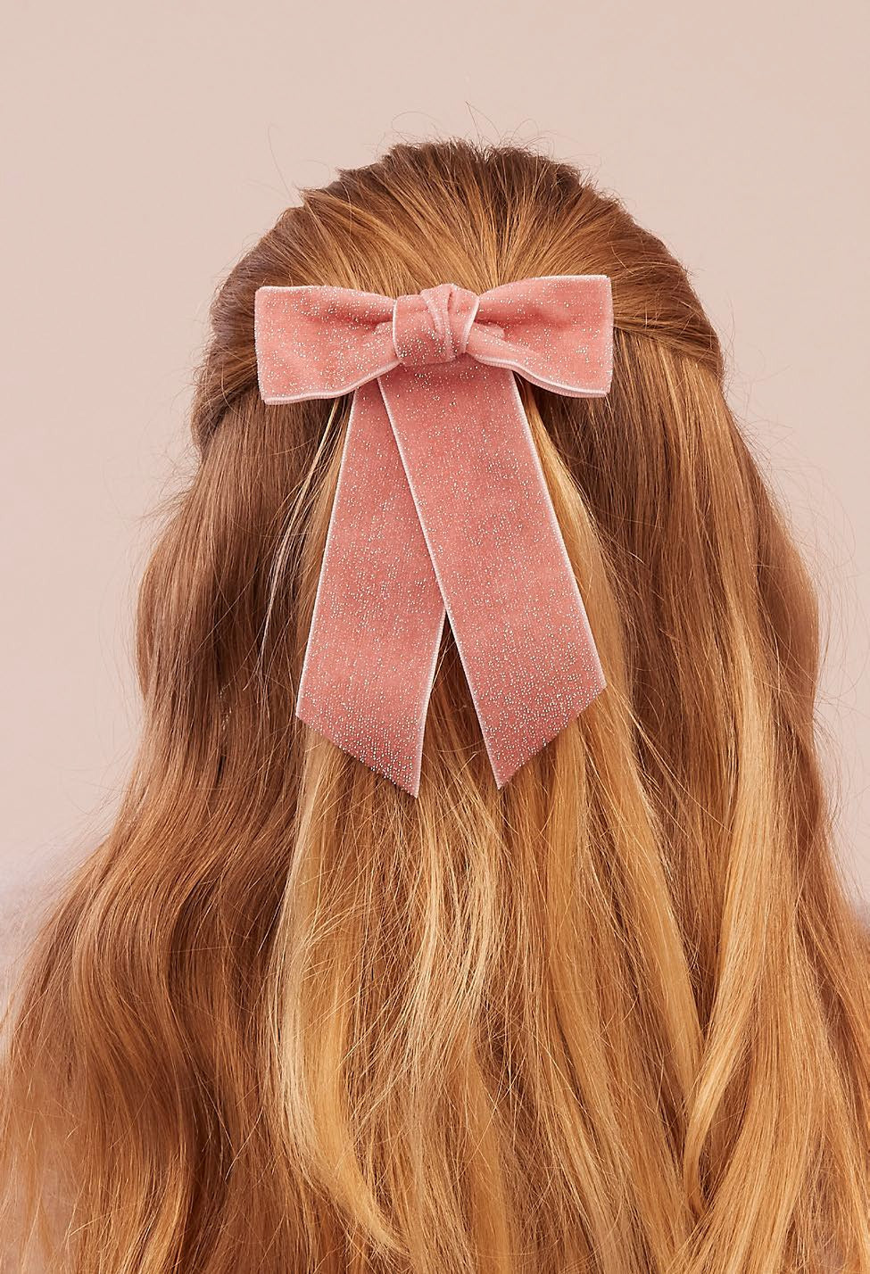 FIOCCO PER CAPELLI IN VELLUTO GLITTERATO CON MOLLETTA SIENA