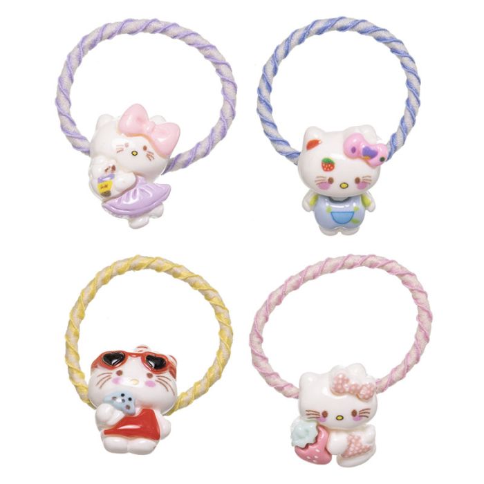 Confezione da 4 Mini Elastici Bicolore con Gattino Kawaii Siena