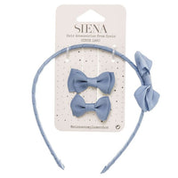 Set 2 Mini Fiocchi e Cerchietto con Fiocco in Grosgrain Siena