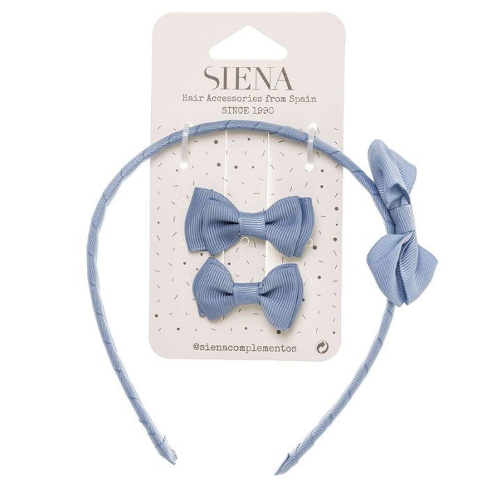 Set 2 Mini Fiocchi e Cerchietto con Fiocco in Grosgrain Siena
