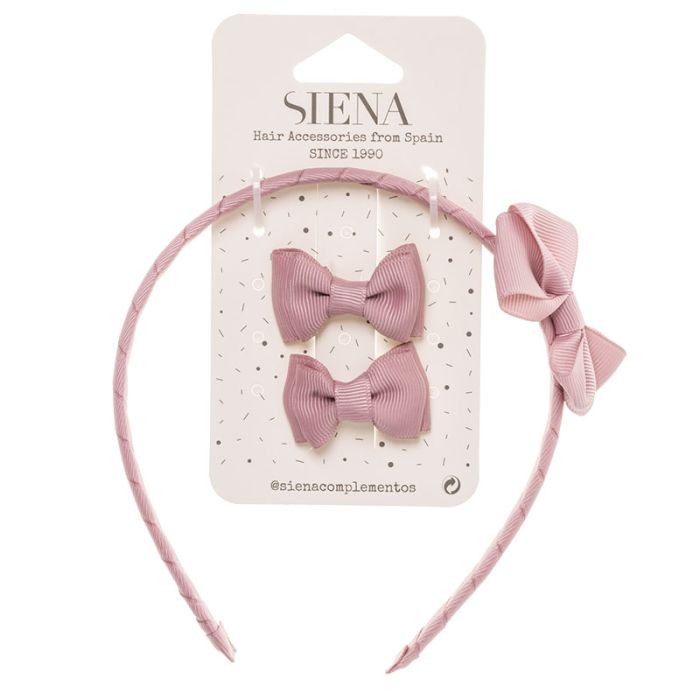 Set 2 Mini Fiocchi e Cerchietto con Fiocco in Grosgrain Siena