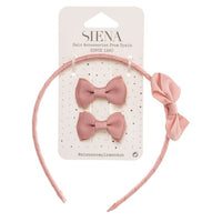 Set 2 Mini Fiocchi e Cerchietto con Fiocco in Grosgrain Siena