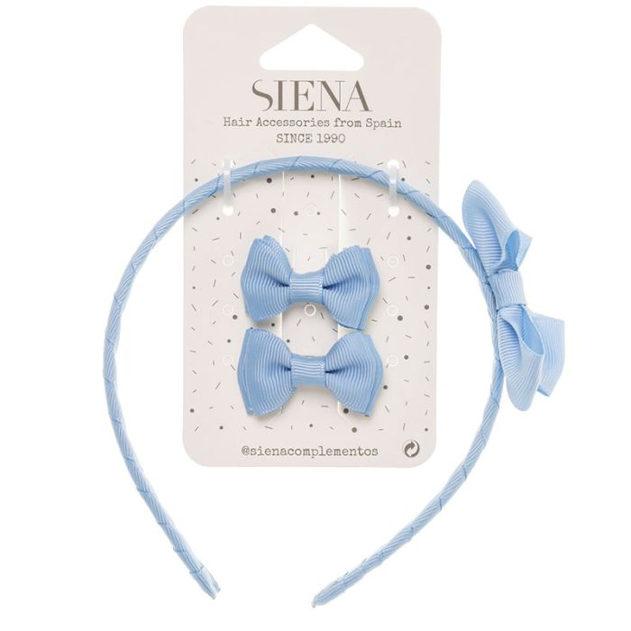 Set 2 Mini Fiocchi e Cerchietto con Fiocco in Grosgrain Siena