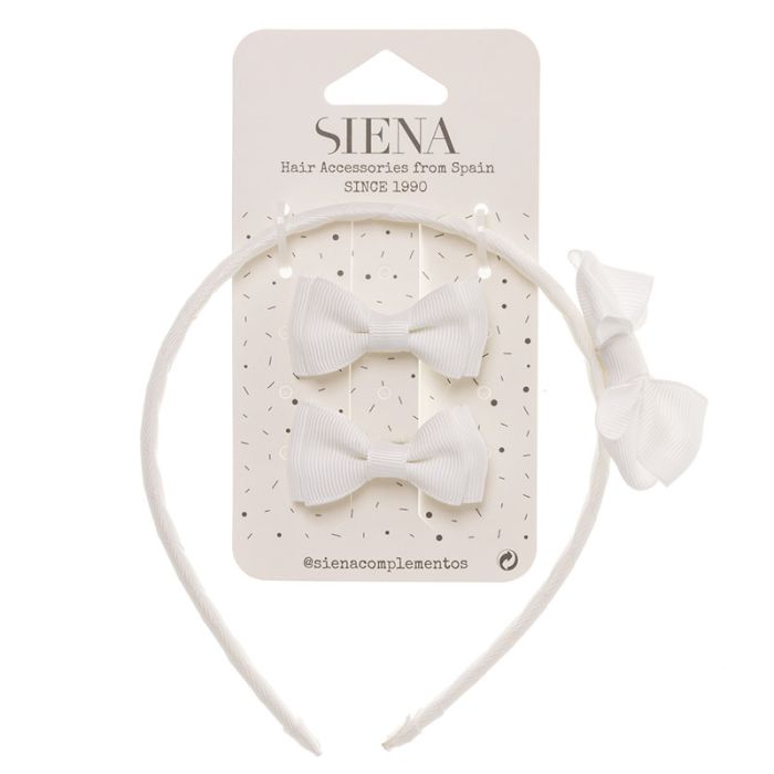 Set 2 Mini Fiocchi e Cerchietto con Fiocco in Grosgrain Siena