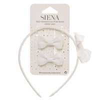 Set 2 Mini Fiocchi e Cerchietto con Fiocco in Grosgrain Siena