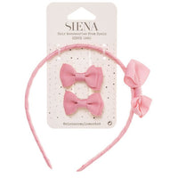 Set 2 Mini Fiocchi e Cerchietto con Fiocco in Grosgrain Siena