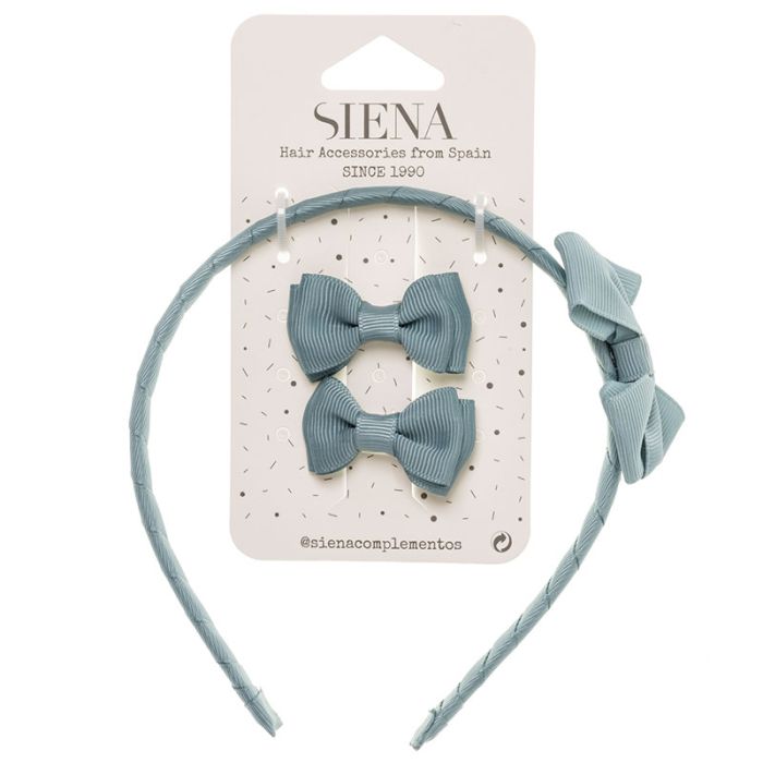 Set 2 Mini Fiocchi e Cerchietto con Fiocco in Grosgrain Siena