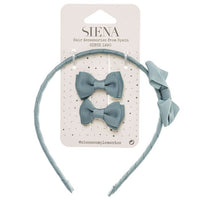 Set 2 Mini Fiocchi e Cerchietto con Fiocco in Grosgrain Siena