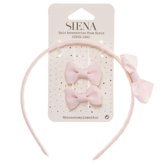 Set 2 Mini Fiocchi e Cerchietto con Fiocco in Grosgrain Siena