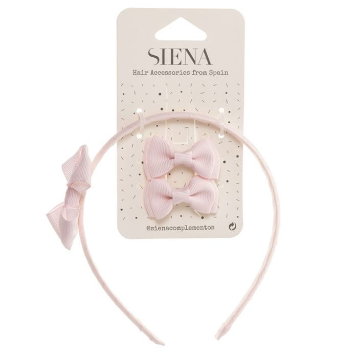 Set 2 Mini Fiocchi e Cerchietto con Fiocco in Grosgrain Siena