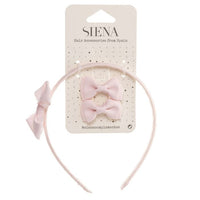 Set 2 Mini Fiocchi e Cerchietto con Fiocco in Grosgrain Siena
