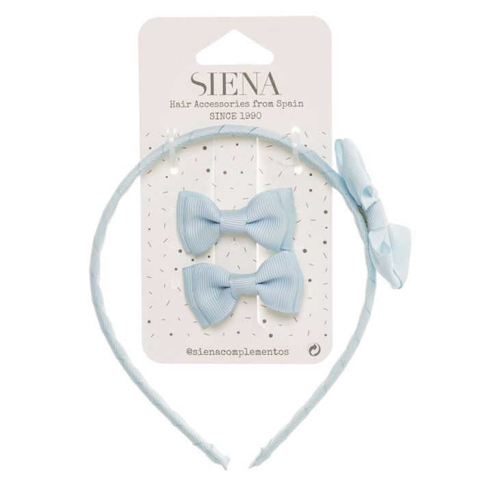 Set 2 Mini Fiocchi e Cerchietto con Fiocco in Grosgrain Siena