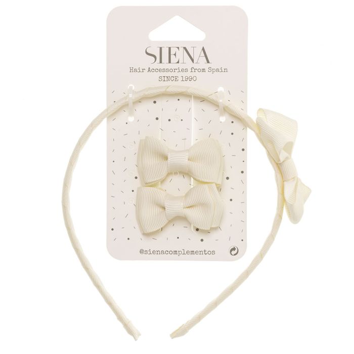 Set 2 Mini Fiocchi e Cerchietto con Fiocco in Grosgrain Siena